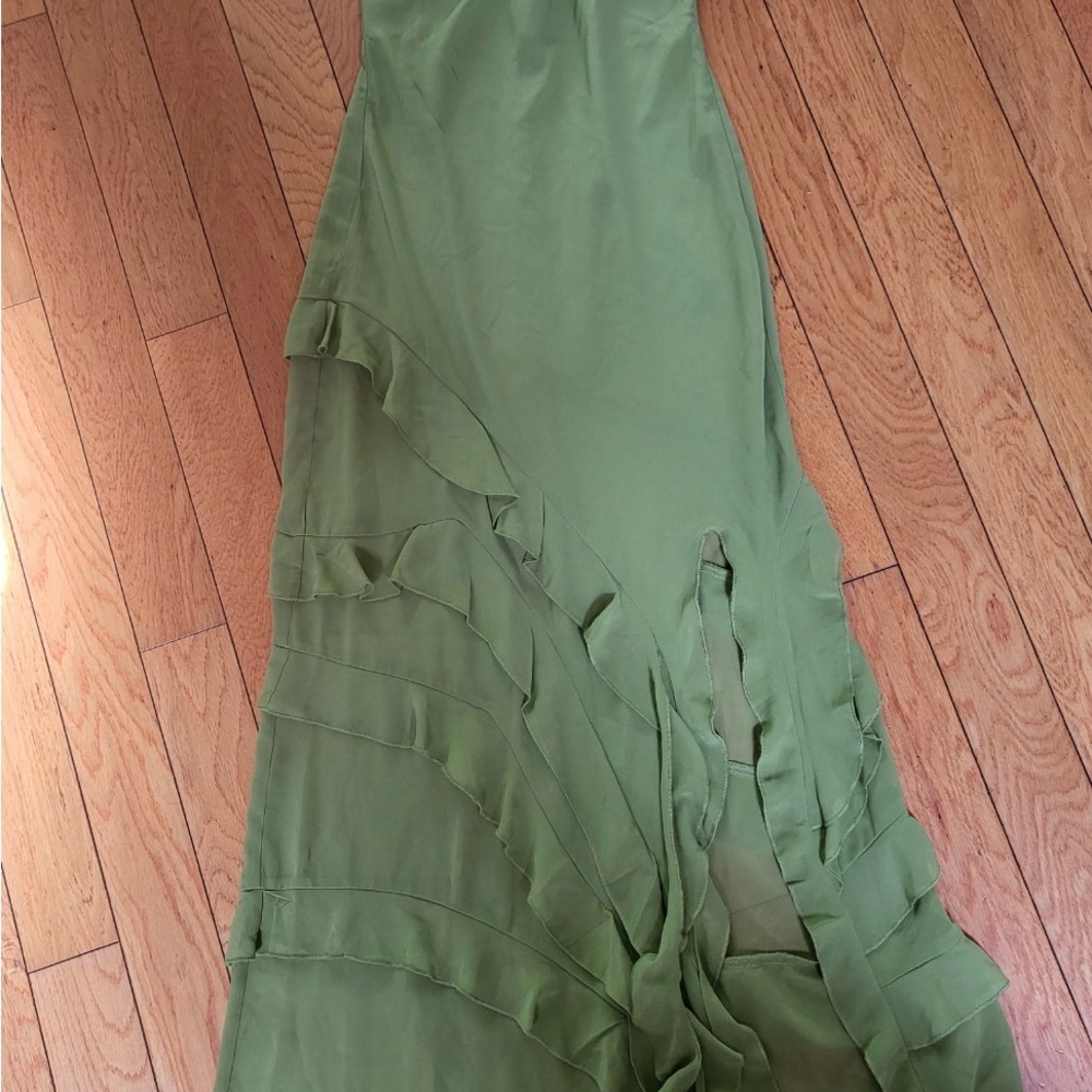 Bardot Women's Olive Green Maxi Dress, Size XS, Lora Poplin Strapless A-Line